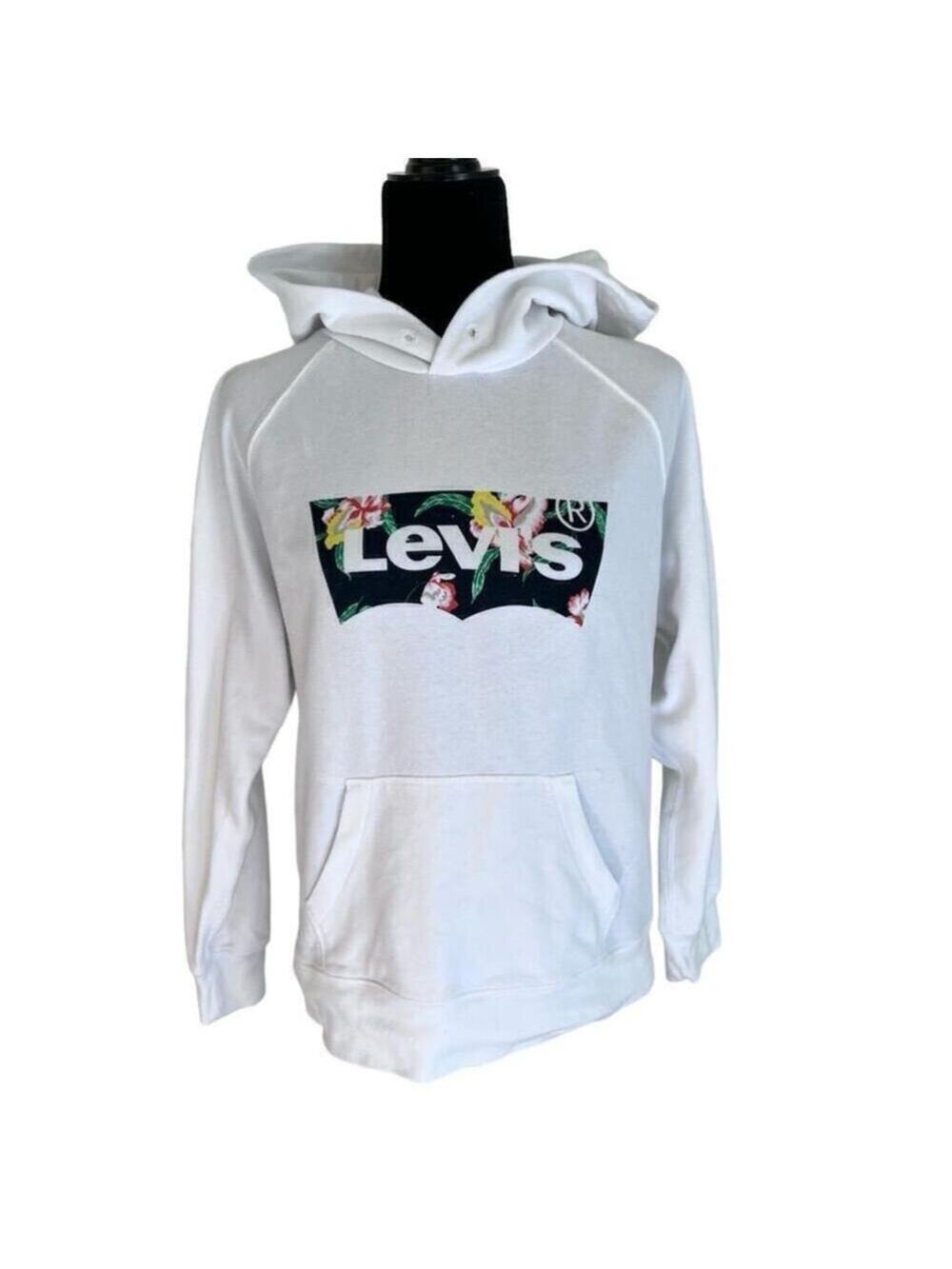 Unisex Levi's White Floral Logo Hoodie - Size M